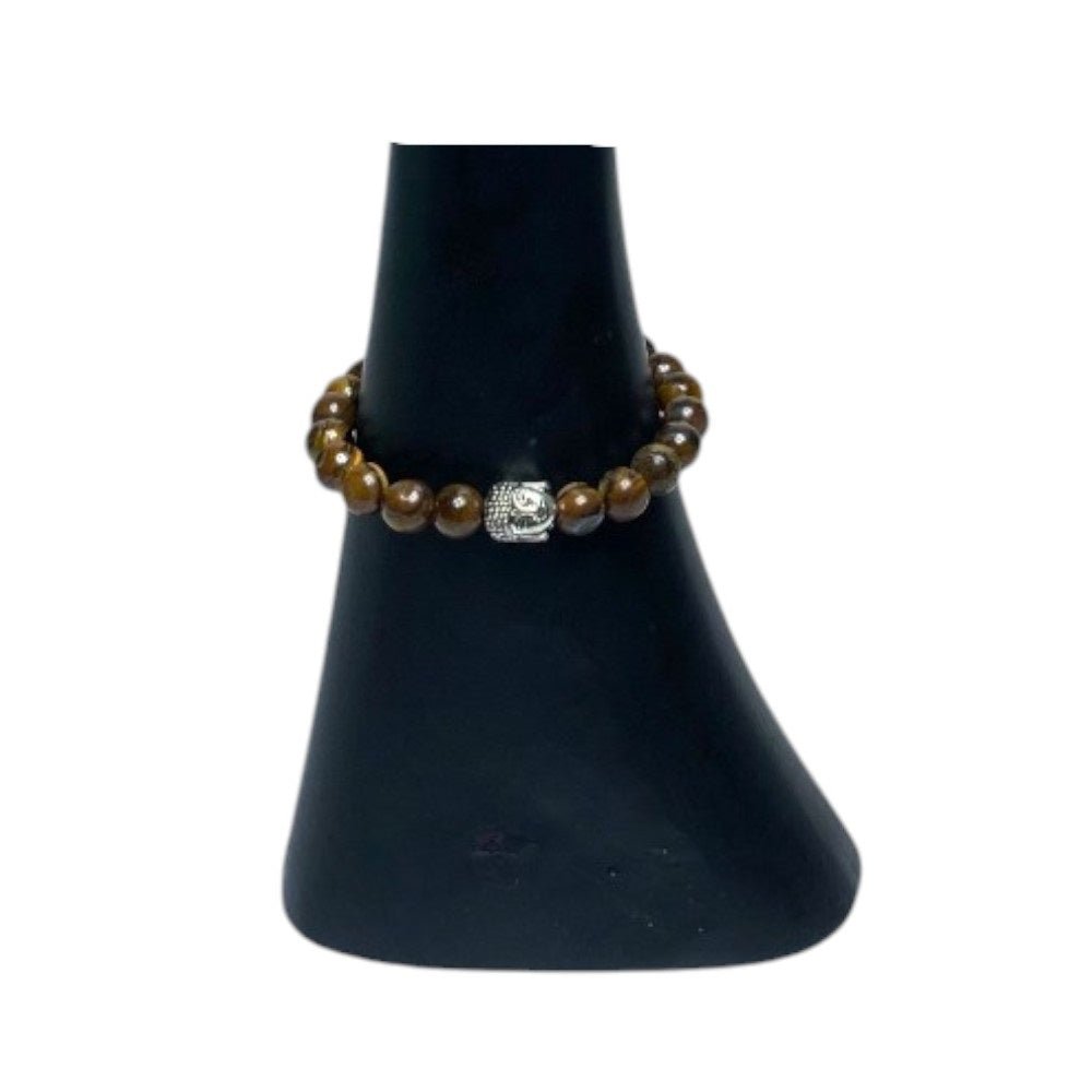 Tigers Eye Buddha 8mm Bead Bracelet - MarshallsHealthShop