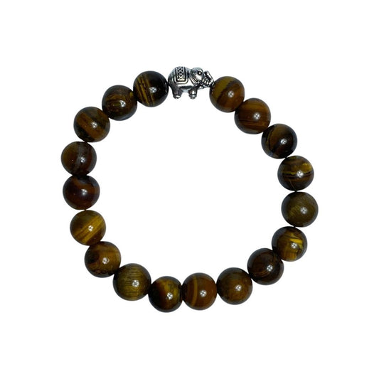 Tigers Eye Elephant 10mm Bead Bracelet - MarshallsHealthShop