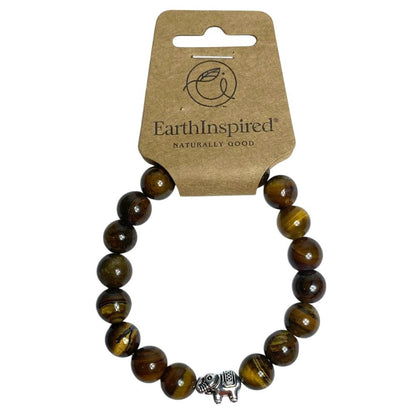 Tigers Eye Elephant 10mm Bead Bracelet - MarshallsHealthShop