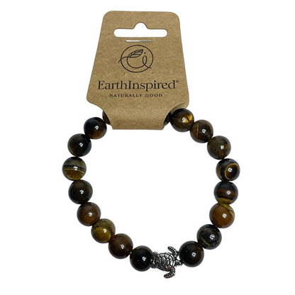 Tigers Eye Turtle 10mm Bead Bracelet - MarshallsHealthShop