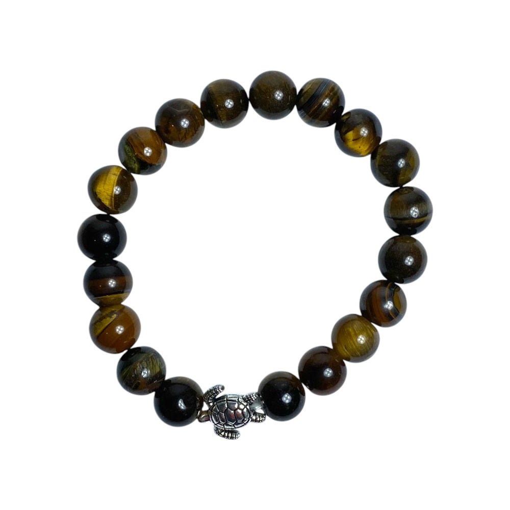 Tigers Eye Turtle 10mm Bead Bracelet - MarshallsHealthShop