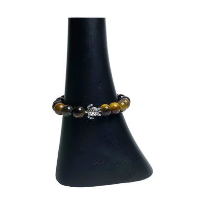 Tigers Eye Turtle 10mm Bead Bracelet - MarshallsHealthShop