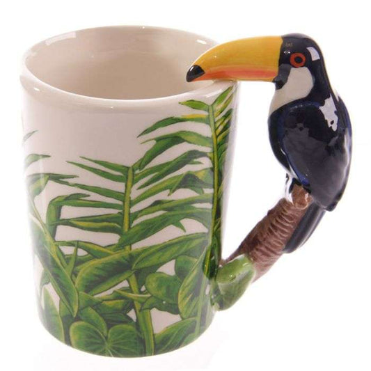 Toucan Jungle Decal Ceramic Shaped Handle Mug - 1st Stop Marshall's Health Shop, Gift Shop! - Heath and Natural Therapy New Brighton Christchurch - Naturopath