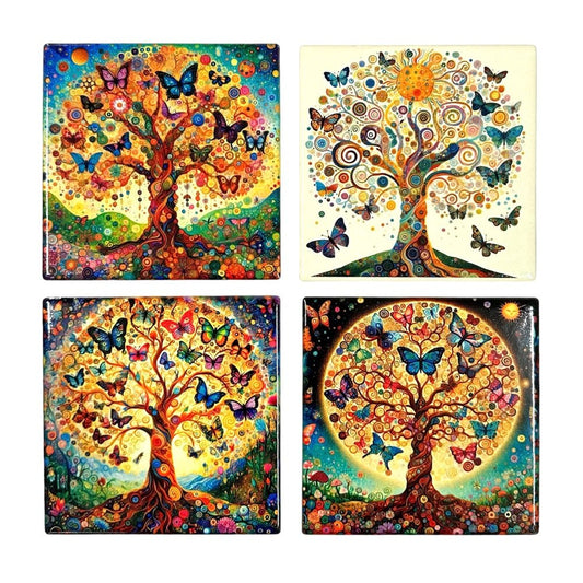 Tree Of Life Ceramic Coaster (Set 4) - 1st Stop Marshall's Health Shop, Gift Shop! - Heath and Natural Therapy New Brighton Christchurch - Naturopath