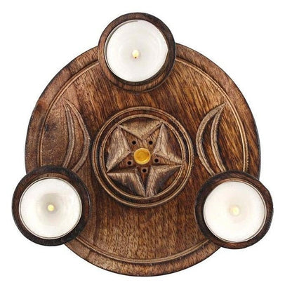 Triple Moon Incense/Tealight Burner 6.5 inch - MarshallsHealthShop