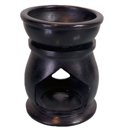 Triple Moon Pentacle Soapstone Oil Burner Black - MarshallsHealthShop