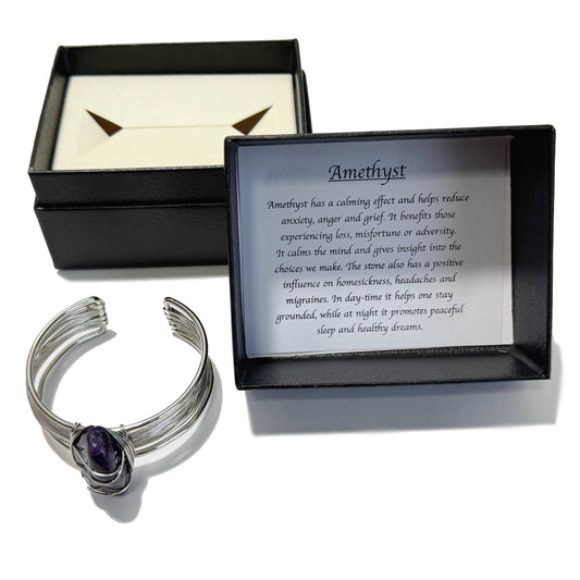 Tumblestone Cuff Bracelet Amethyst - 1st Stop Marshall's Health Shop, Gift Shop! - Heath and Natural Therapy New Brighton Christchurch - Naturopath