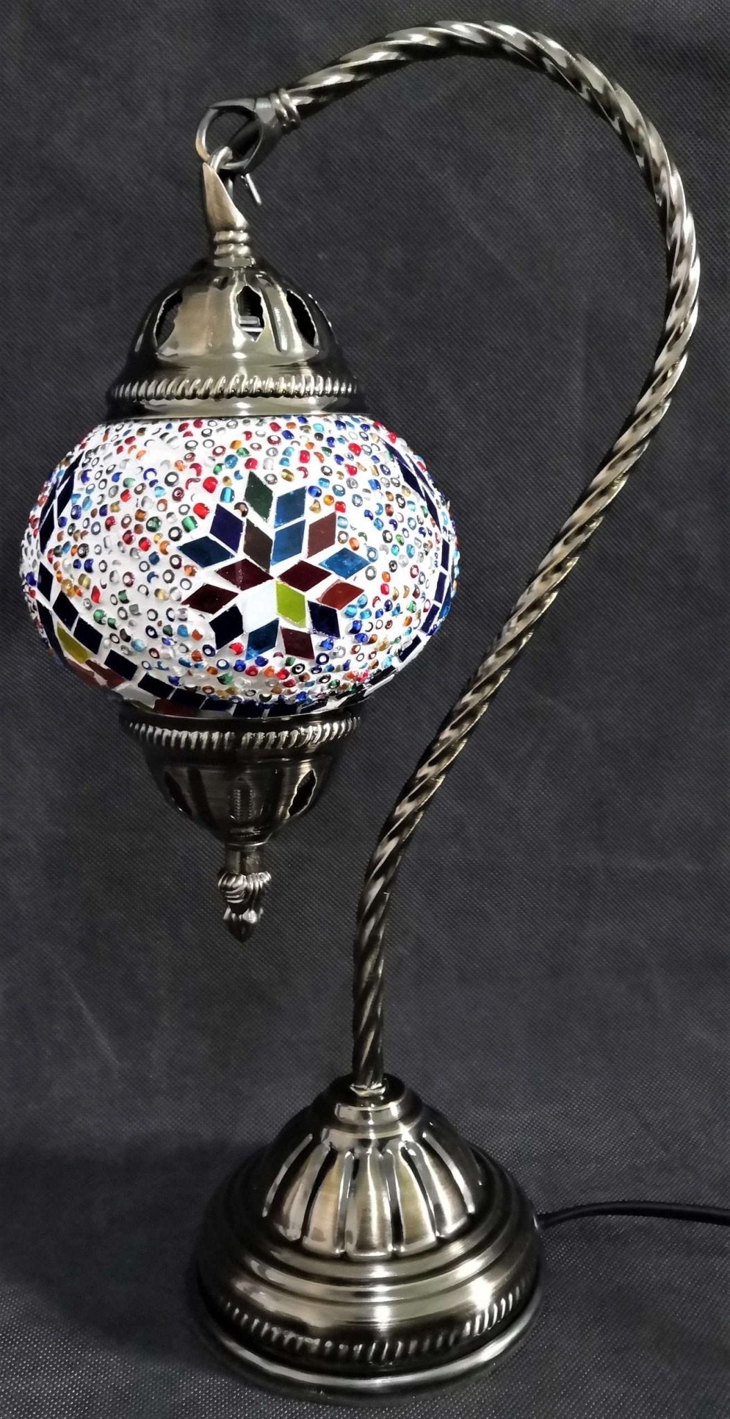 Turkish Mosaic Lamp - Swan Neck Multicolour TL103 - MarshallsHealthShop