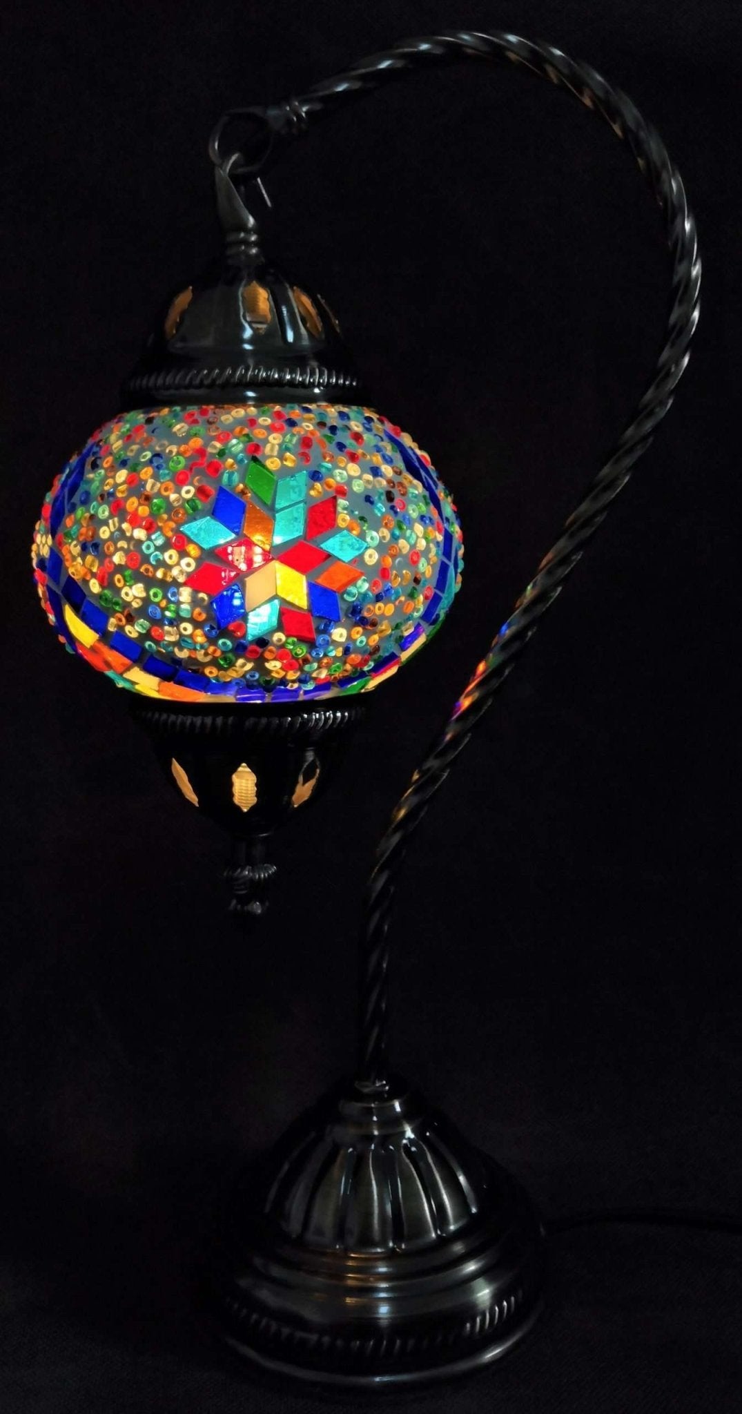 Turkish Mosaic Lamp - Swan Neck Multicolour TL103 - MarshallsHealthShop