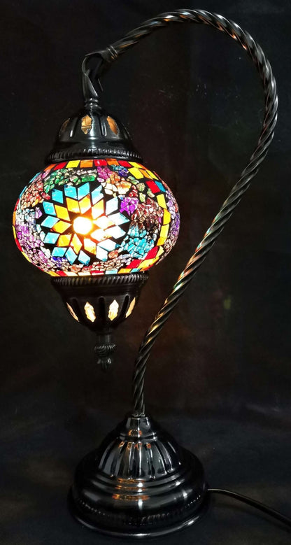 Turkish Mosaic Lamp - Swan Neck Multicolour TL117 - MarshallsHealthShop