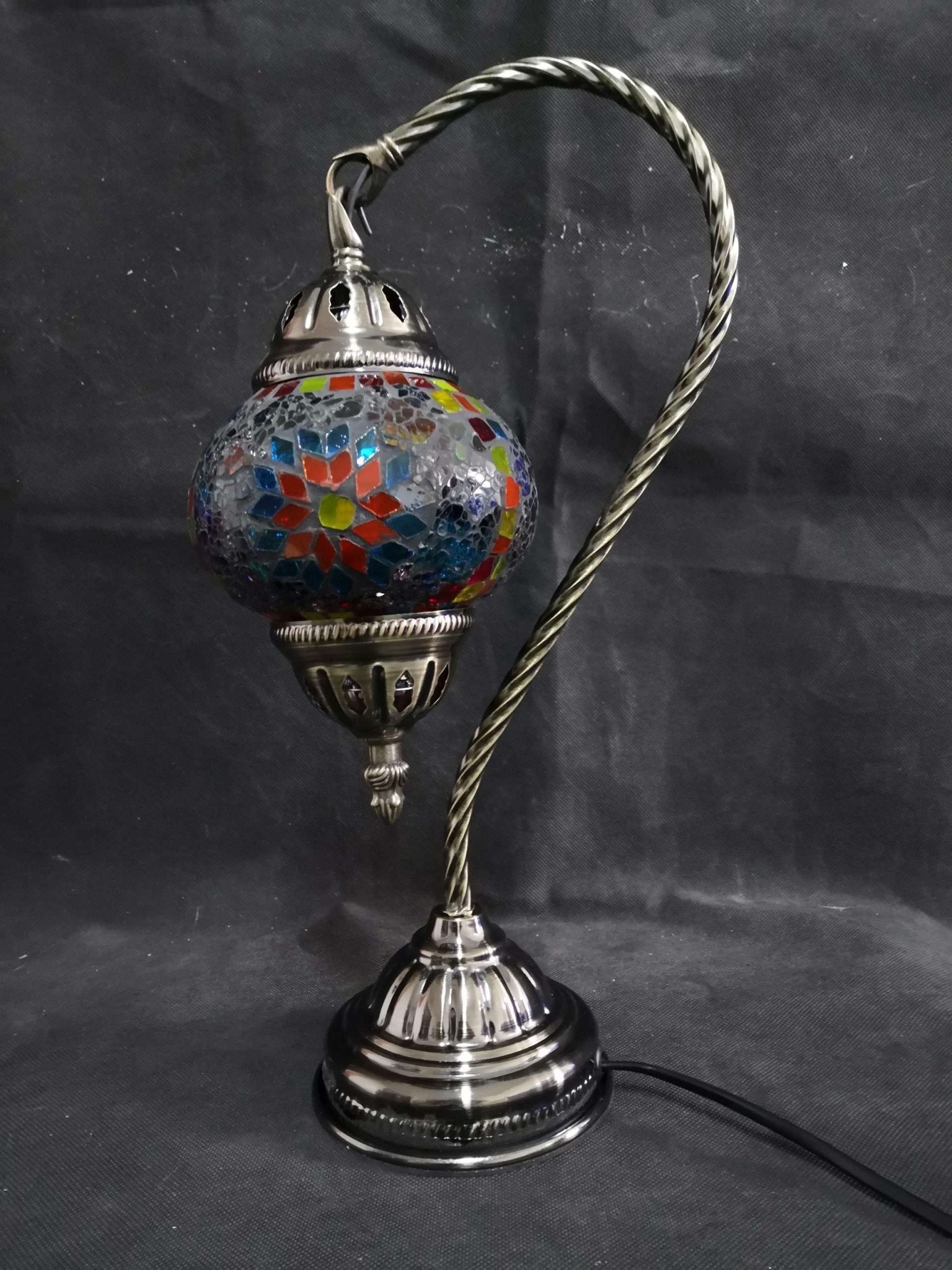Turkish Mosaic Lamp - Swan Neck Multicolour TL117 - MarshallsHealthShop