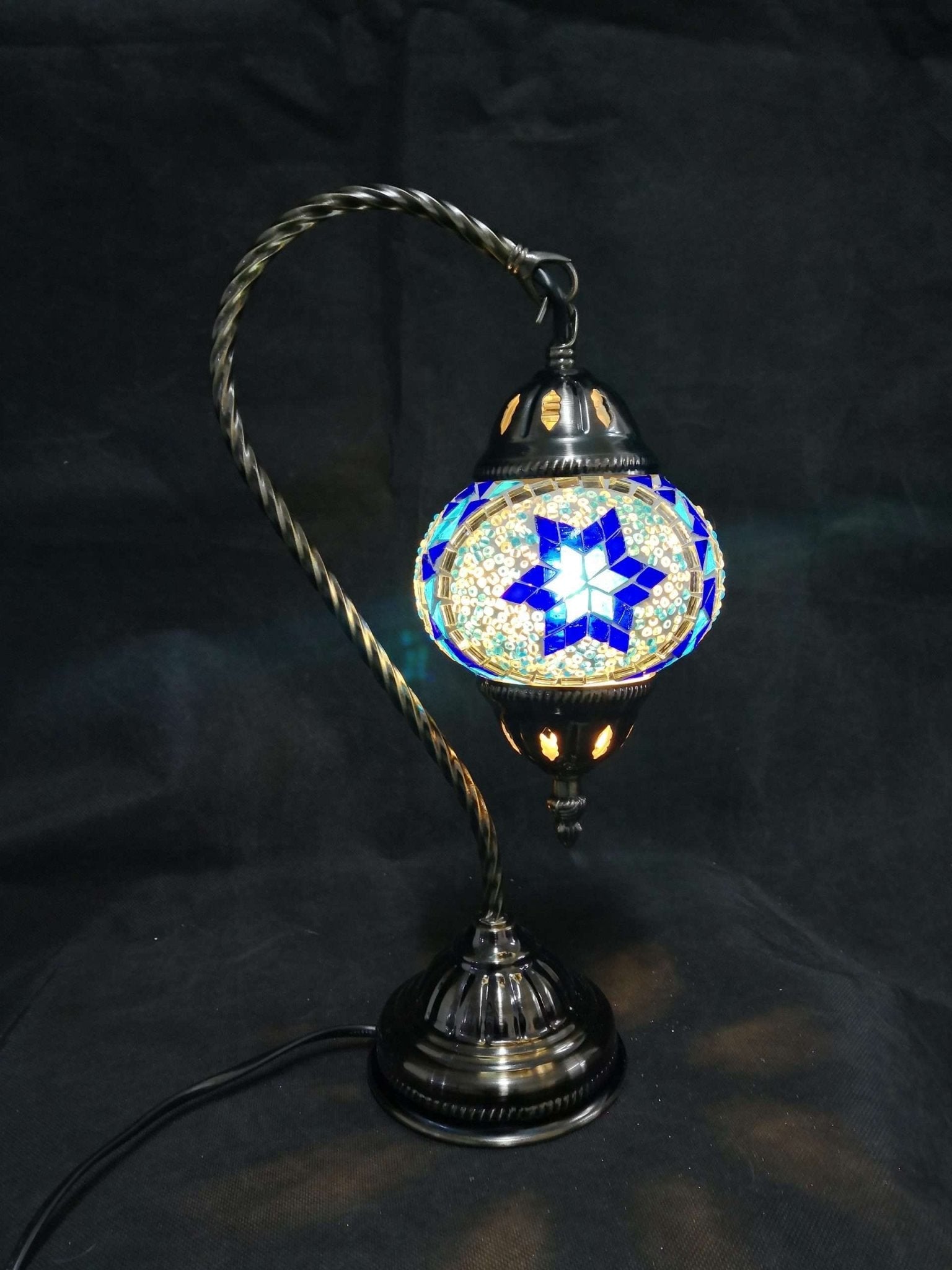 Turkish Mosaic Lamp Swan Neck Multicolour TL156 - MarshallsHealthShop