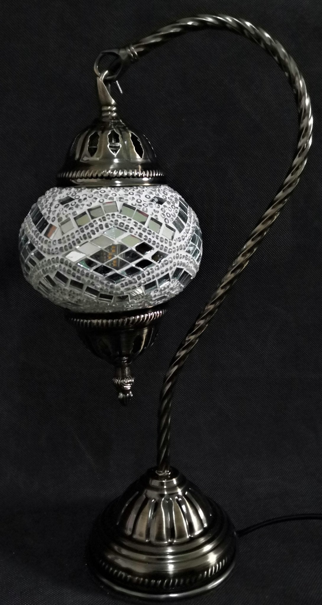 Turkish Mosaic Lamp Swan Neck White TL100 - 1st Stop Marshall's Health Shop, Gift Shop! - Heath and Natural Therapy New Brighton Christchurch - Naturopath