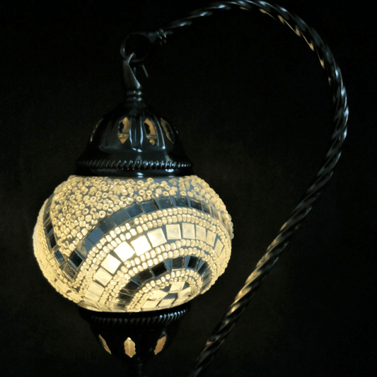 Turkish Mosaic Lamp Swan Neck White TL100 - 1st Stop Marshall's Health Shop, Gift Shop! - Heath and Natural Therapy New Brighton Christchurch - Naturopath
