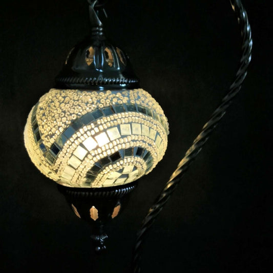 Turkish Mosaic Lamp Swan Neck White TL99 - 1st Stop Marshall's Health Shop, Gift Shop! - Heath and Natural Therapy New Brighton Christchurch - Naturopath