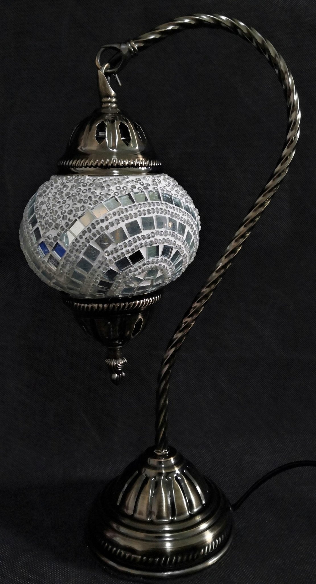 Turkish Mosaic Lamp Swan Neck White TL99 - 1st Stop Marshall's Health Shop, Gift Shop! - Heath and Natural Therapy New Brighton Christchurch - Naturopath