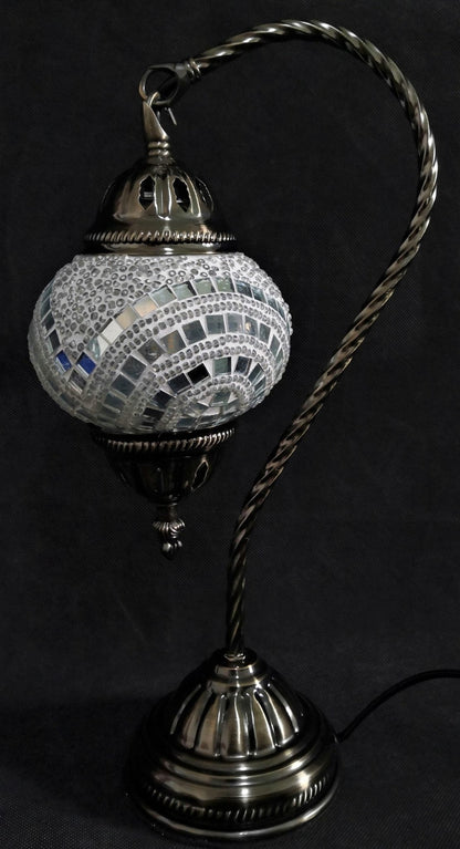 Turkish Mosaic Lamp Swan Neck White TL99 - 1st Stop Marshall's Health Shop, Gift Shop! - Heath and Natural Therapy New Brighton Christchurch - Naturopath