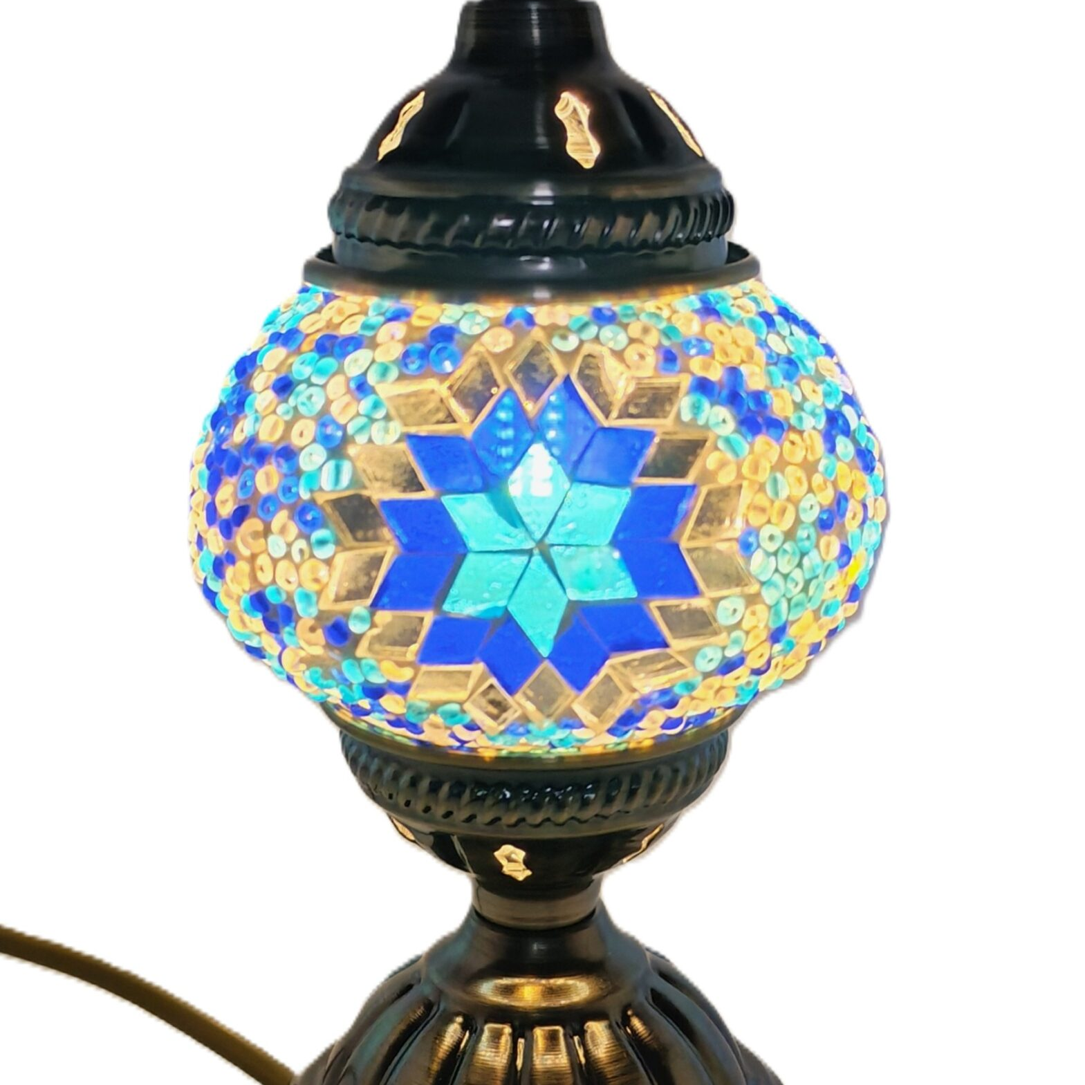 Turkish Mosaic Lamp TL190 Blue/Gold - 1st Stop Marshall's Health Shop, Gift Shop! - Heath and Natural Therapy New Brighton Christchurch - Naturopath