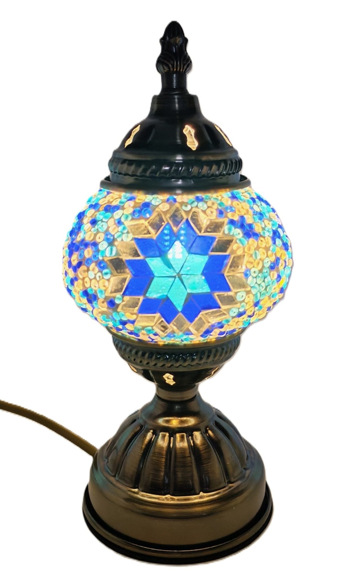 Turkish Mosaic Lamp TL190 Blue/Gold - 1st Stop Marshall's Health Shop, Gift Shop! - Heath and Natural Therapy New Brighton Christchurch - Naturopath