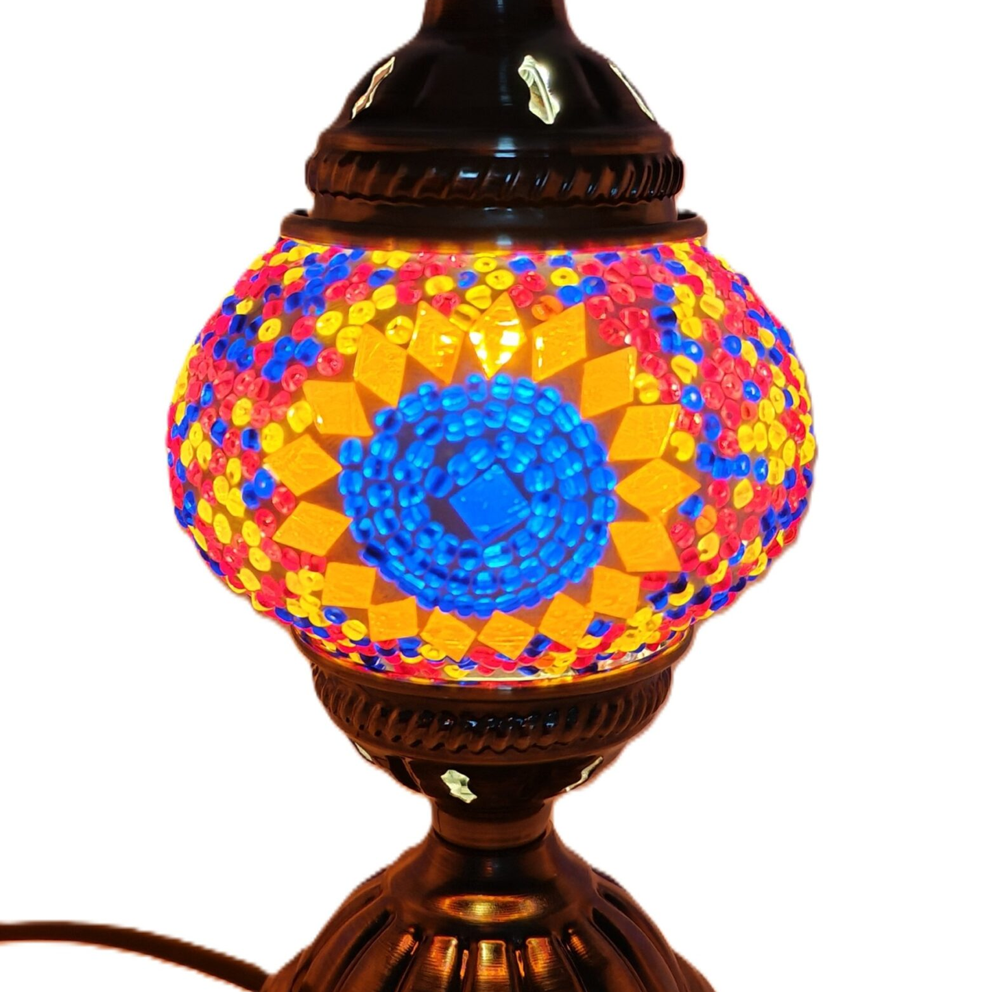 Turkish Mosaic Lamp TL191 Yellow/Blue - 1st Stop Marshall's Health Shop, Gift Shop! - Heath and Natural Therapy New Brighton Christchurch - Naturopath