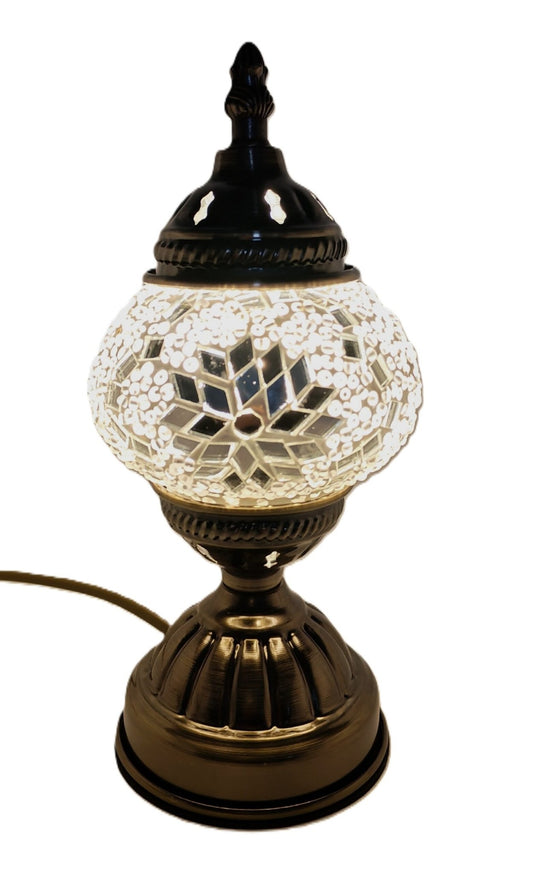Turkish Mosaic Lamp White and Silver - 1st Stop Marshall's Health Shop, Gift Shop! - Heath and Natural Therapy New Brighton Christchurch - Naturopath