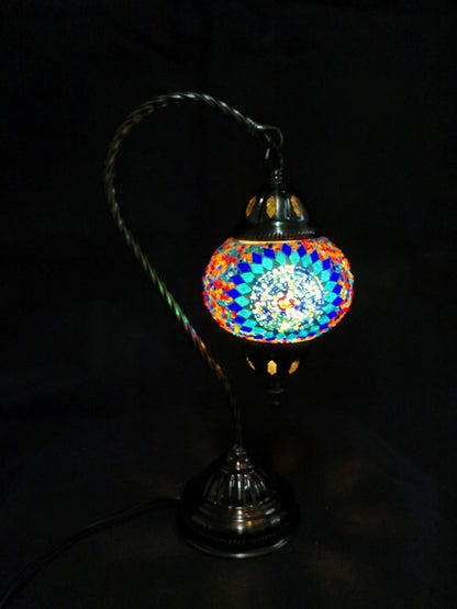Turkish Mosaic Swan Neck Multicolour lamp TL129 - MarshallsHealthShop