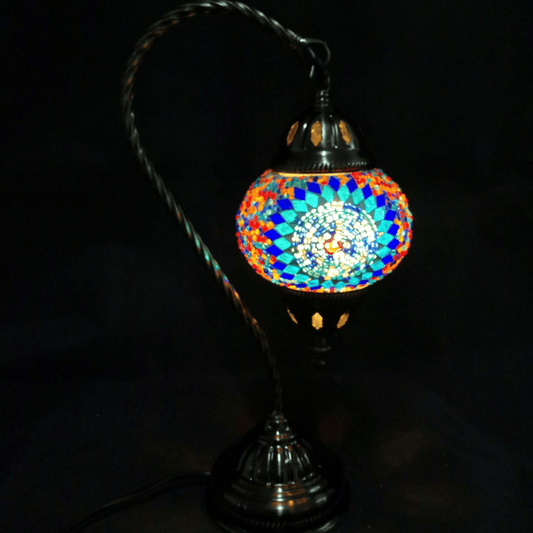 Turkish Mosaic Swan Neck Multicolour lamp TL129 - MarshallsHealthShop