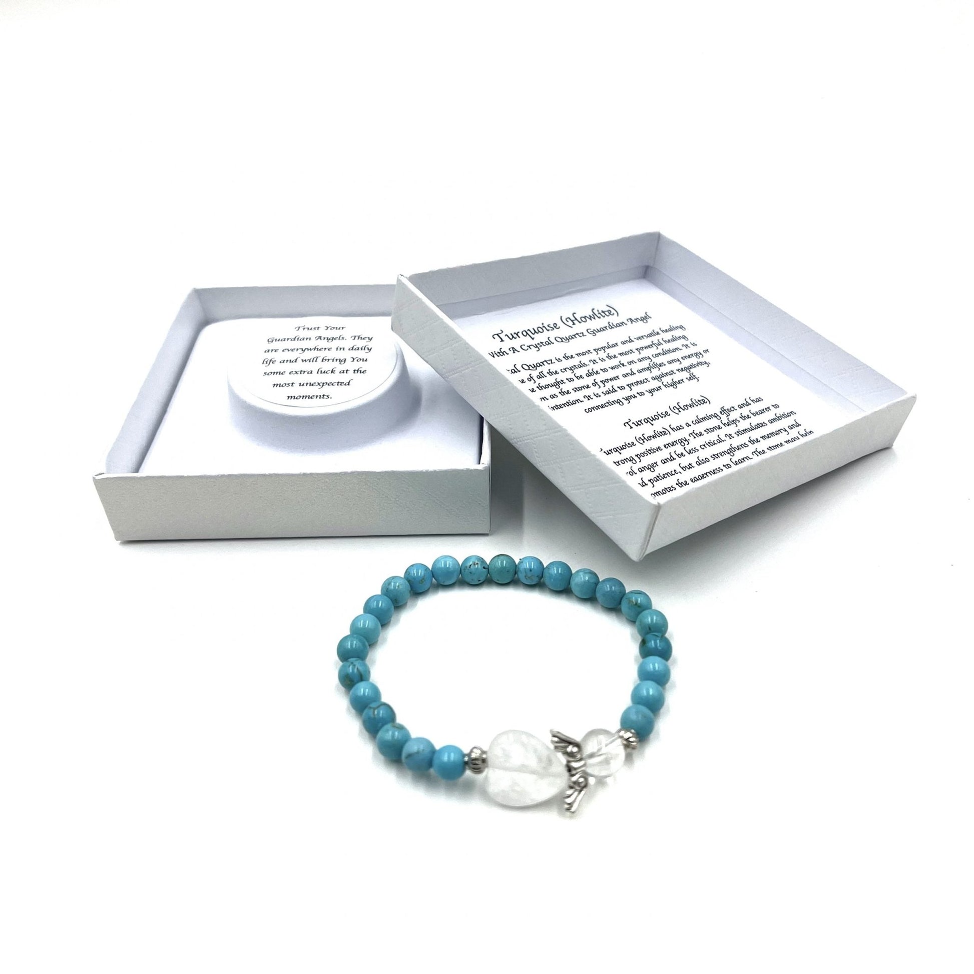 Turquoise Crystal Heart Guardian Angel Bracelet - MarshallsHealthShop