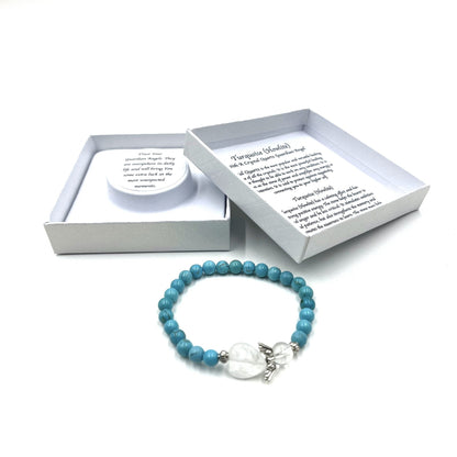 Turquoise Crystal Heart Guardian Angel Bracelet - MarshallsHealthShop