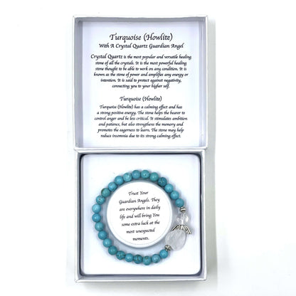 Turquoise Crystal Heart Guardian Angel Bracelet - MarshallsHealthShop