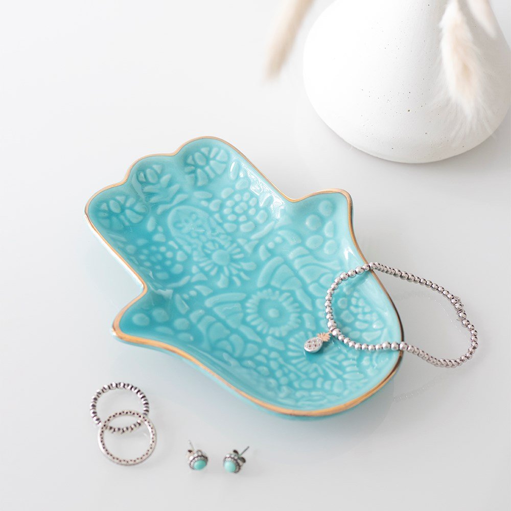 Turquoise Hamsa Hand Jewellery Dish - MarshallsHealthShop