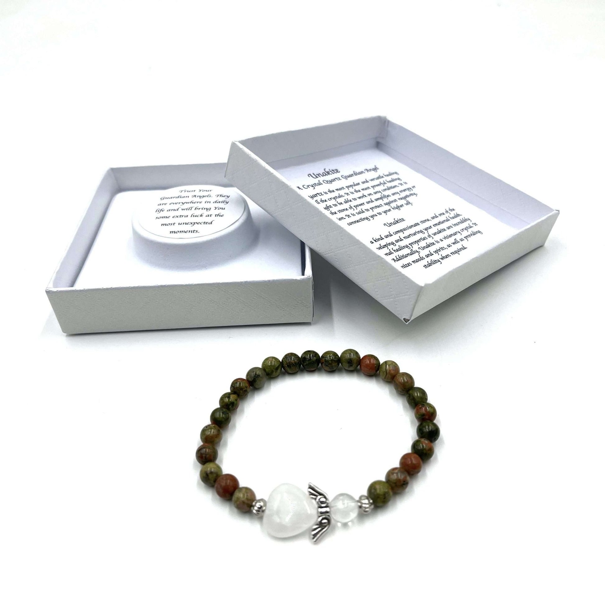 Unakite Crystal Heart Guardian Angel Bracelet - MarshallsHealthShop