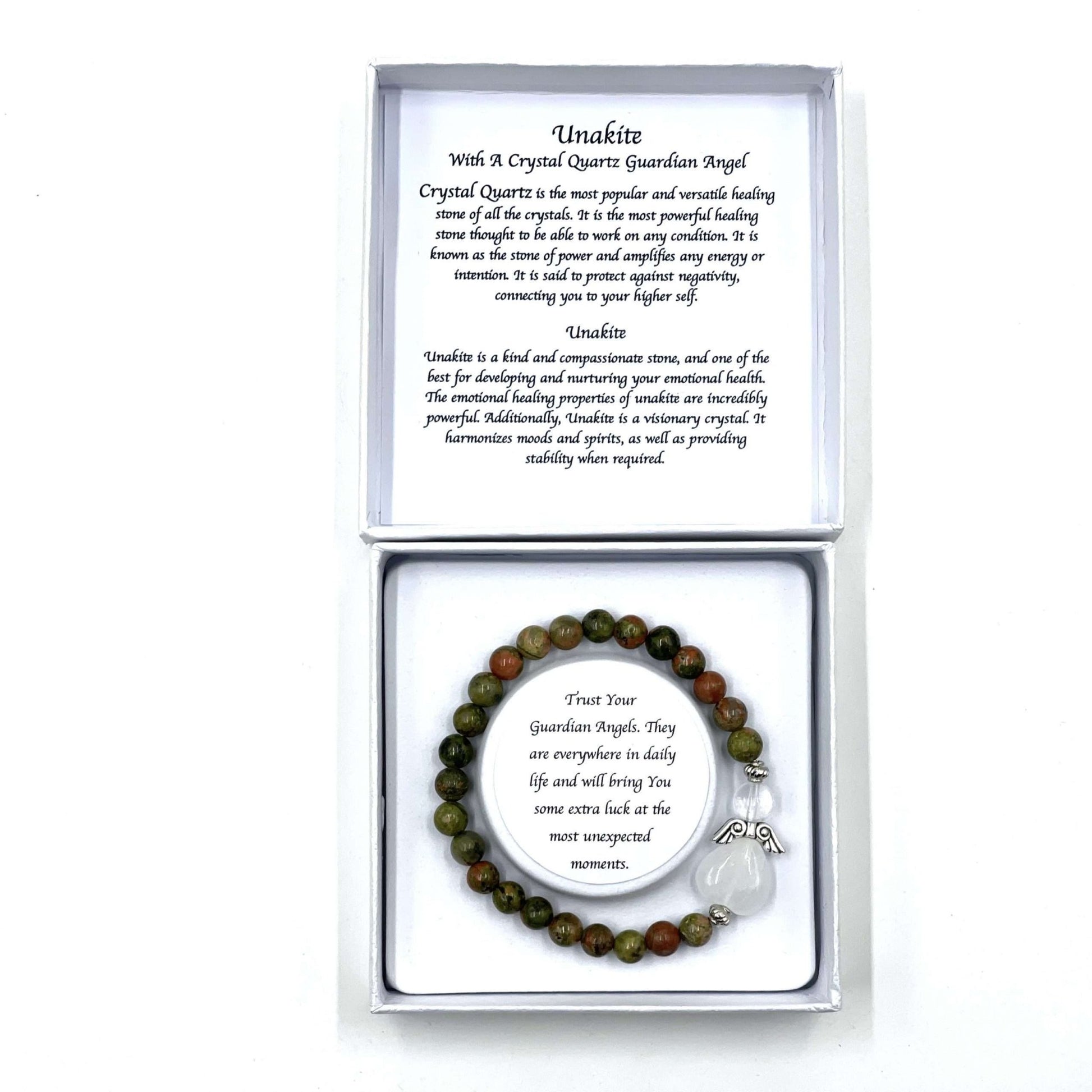 Unakite Crystal Heart Guardian Angel Bracelet - MarshallsHealthShop
