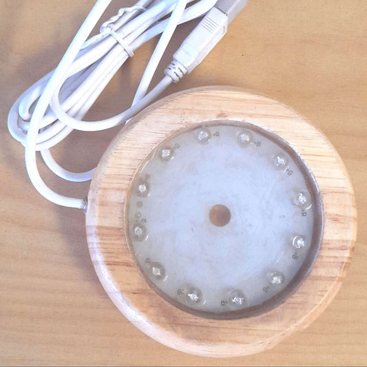 USB Selenite/Crystal LED Base 10cm 12 LED - MarshallsHealthShop