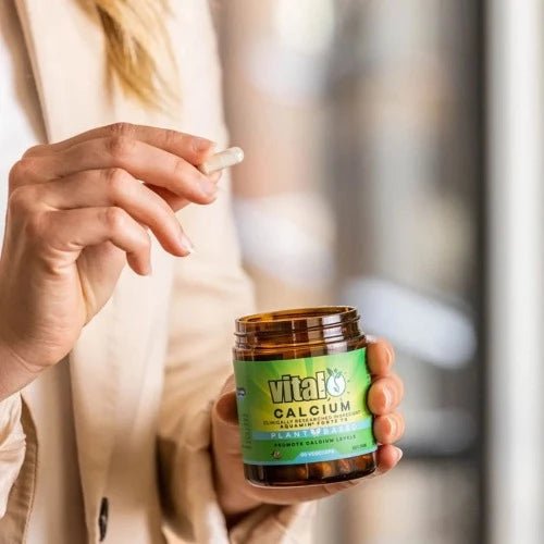 Vital Plant Based Calcium 60 VegeCaps 1st Stop, Marshall's Health Shop!  Vital Calcium promotes calcium levels in the body, naturally.  We use Aquamin® Forte as our source of calcium.  It is a highly bioavailable source from calcareous marine algae.  The seaweed is harvested from the North Atlantic seabed in the wild, remote seas of North West Iceland.