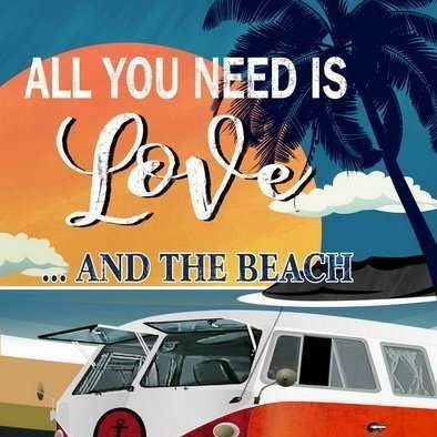 Wall Art MDF All You Need Is Love and the Beach - MarshallsHealthShop