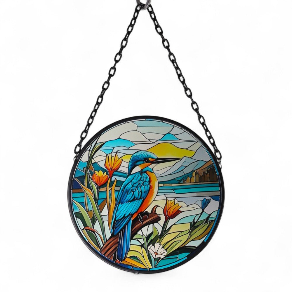 Wall Art - Round Glass - Kingfisher Suncatcher - MarshallsHealthShop