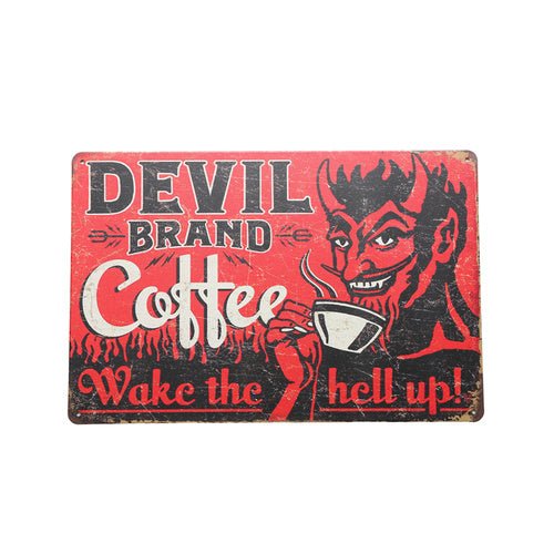 Wall Art Tin Devil Coffee# - 1st Stop Marshall's Health Shop, Gift Shop! - Heath and Natural Therapy New Brighton Christchurch - Naturopath#