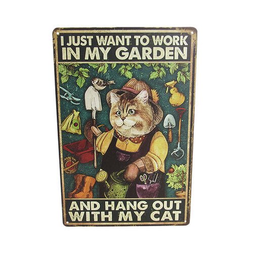Wall Art Tin Garden & Cat# - 1st Stop Marshall's Health Shop, Gift Shop! - Heath and Natural Therapy New Brighton Christchurch - Naturopath#