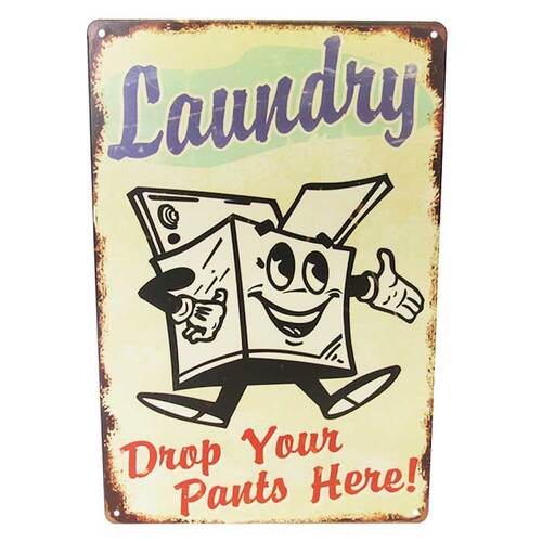 Wall Art Tin Laundry Pants Sign# - 1st Stop Marshall's Health Shop, Gift Shop! - Heath and Natural Therapy New Brighton Christchurch - Naturopath#