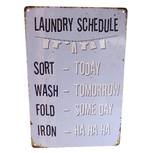 Wall Art Tin Laundry Roster# - 1st Stop Marshall's Health Shop, Gift Shop! - Heath and Natural Therapy New Brighton Christchurch - Naturopath#
