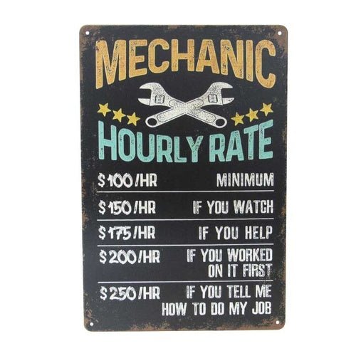 Wall Art Tin Mechanic Rates# - 1st Stop Marshall's Health Shop, Gift Shop! - Heath and Natural Therapy New Brighton Christchurch - Naturopath#