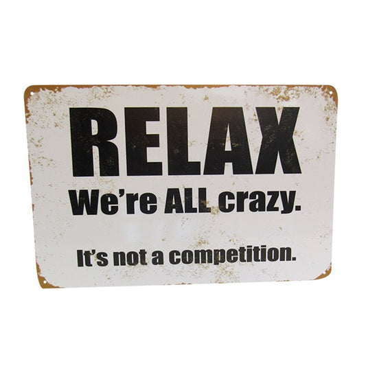 Wall Art Tin Relax Crazy# - 1st Stop Marshall's Health Shop, Gift Shop! - Heath and Natural Therapy New Brighton Christchurch - Naturopath#