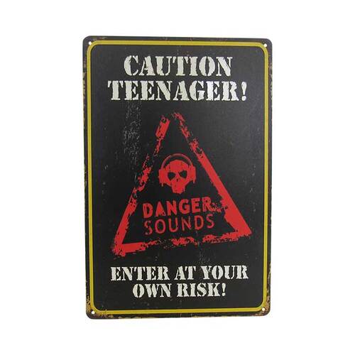 Wall Art Tin Teenager Warning# - 1st Stop Marshall's Health Shop, Gift Shop! - Heath and Natural Therapy New Brighton Christchurch - Naturopath#