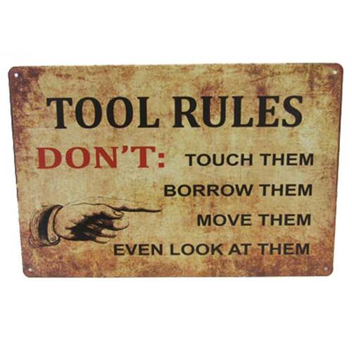 Wall Art Tin Tool Rules Sign# - 1st Stop Marshall's Health Shop, Gift Shop! - Heath and Natural Therapy New Brighton Christchurch - Naturopath#
