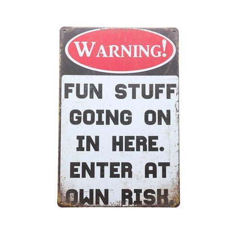 Wall Art Tin Warning Fun# - 1st Stop Marshall's Health Shop, Gift Shop! - Heath and Natural Therapy New Brighton Christchurch - Naturopath#
