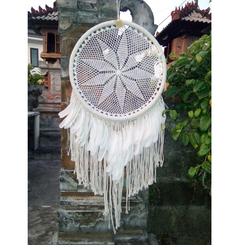 White Boho Dreamcatcher 50cm - 1st Stop Marshall's Health Shop, Gift Shop! - Heath and Natural Therapy New Brighton Christchurch - Naturopath