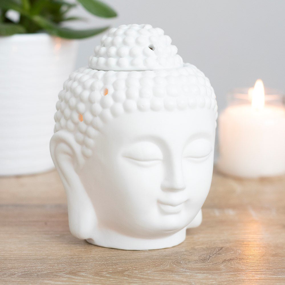 White Buddha Head Oil Burner - MarshallsHealthShop