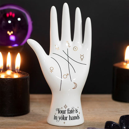 White Ceramic Palmistry Hand Ornament - MarshallsHealthShop