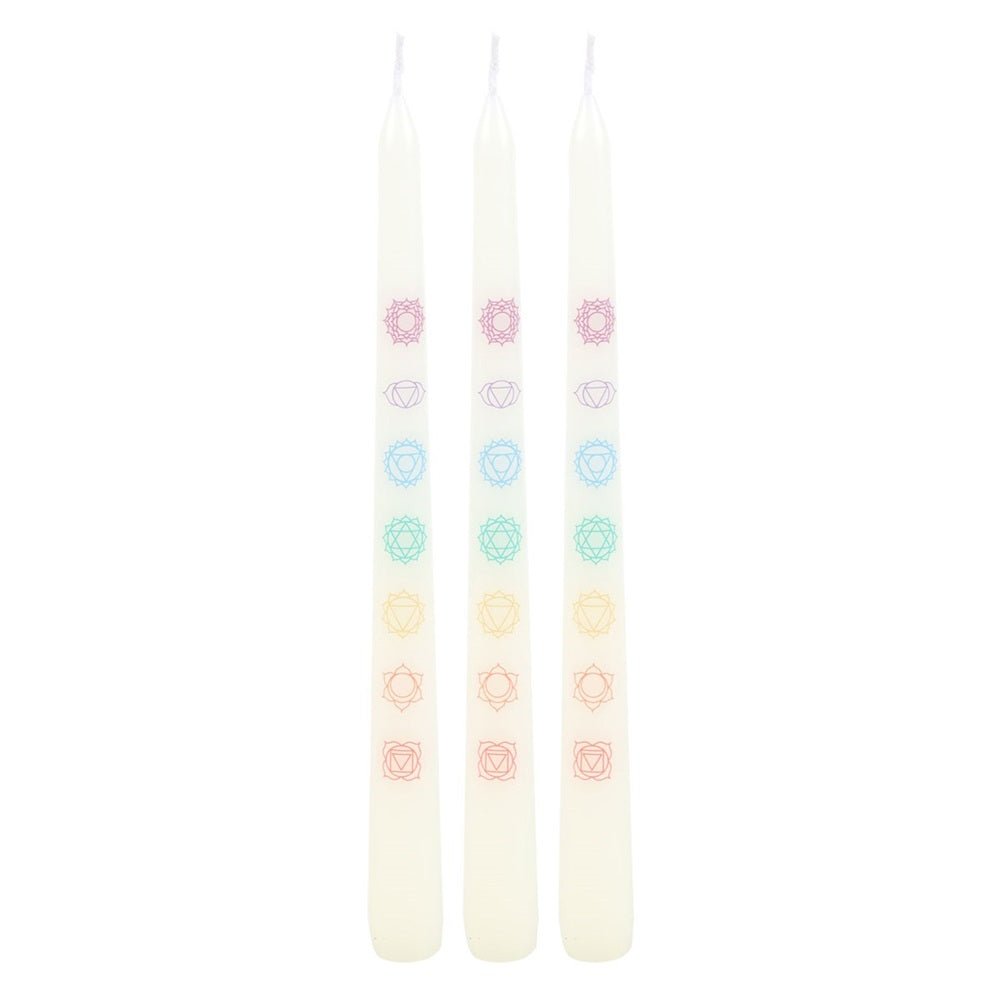 White Chakra Dinner Candles (3) - MarshallsHealthShop